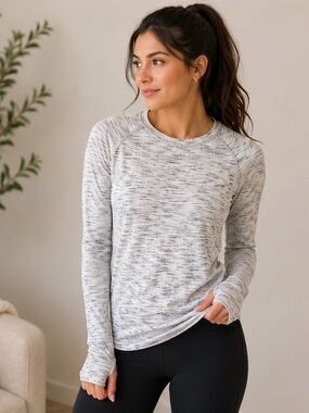 Lululemon Metal Vent Tech Long Sleeve Shirt Women’s Size 4 White Grey Space Dye
